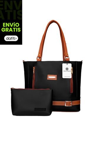 Bolso Cartera Mujer Dama Karla Chacon Gigi NegroMiel KARLA CHACON
