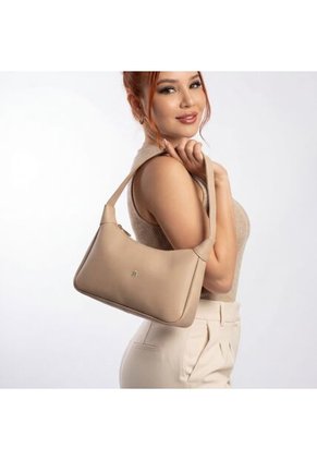 Bolso De Hombro Dama Cartera Mujer Karla Chacón Praga Beige