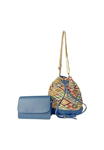 Combo Set Dos Piezas Bolso De Hombro Aria + Bolso Manos Libres Nova Karla Chacon Azul KARLA CHACON