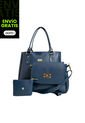 Set De Bolsos Para Mujer Bolso Tote Crez, Bolso Manos Libres Lady, Monedero Karla Chacon Azul de KARLA CHACON