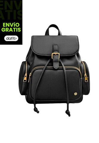 Morral Casual Para Mujer Con Herrajes Dorados Y Múltiples Bolsillos Karla Chacon Abby Negro KARLA CHACON