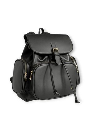 Morral Casual Para Mujer Con Herrajes Dorados Y Múltiples Bolsillos Karla Chacon Abby Negro