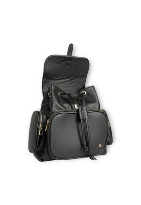 Morral Casual Para Mujer Con Herrajes Dorados Y Múltiples Bolsillos Karla Chacon Abby Negro