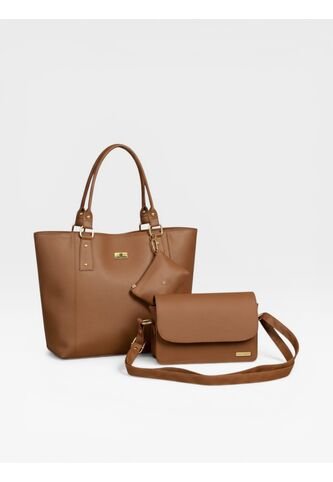 Set De Bolsos Para Mujer Bolso Tote Mila + Bolso Manos Libres Nova + Monedero Karla Chacon Miel KARLA CHACON