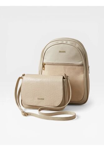 Combo Set Morral Nely + Manos Libres Lara Karla Chacon Beige KARLA CHACON