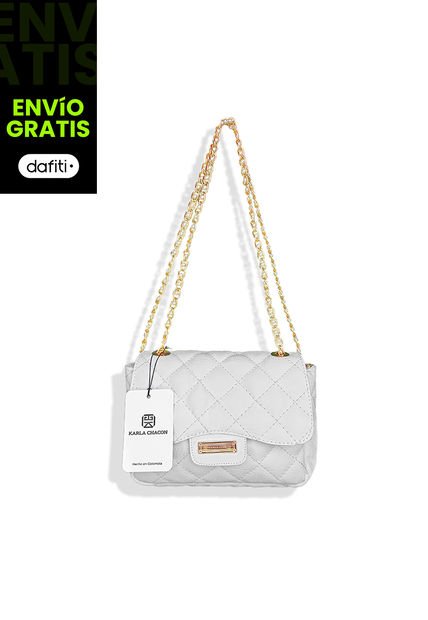 Bolso Manos Libres De Dama Mujer Karla Chacon Roma Blanco
