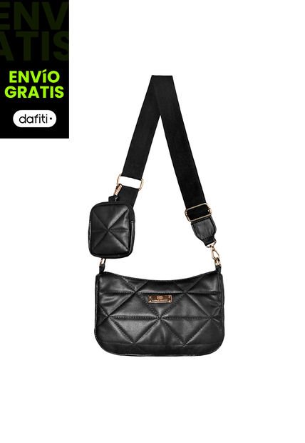 Bolso Dama Manos Libres Mujer Con Monedero Karla Chacon Rina Negro