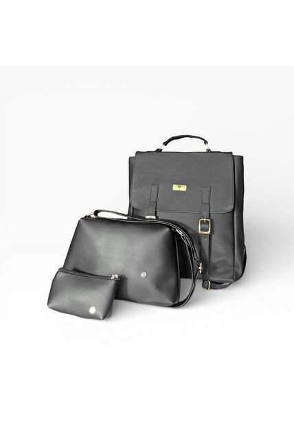 Combo Set Morral Gina + Manos Libres Cuba + Monedero Karla Chacon Negro