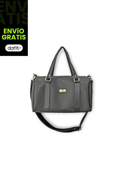 Bolso Bowling Mediano Para Mujer Con Correa Larga Y Herrajes Dorados
