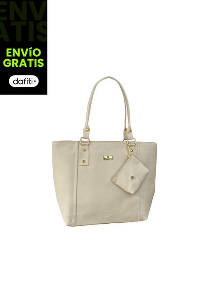 Bolso Tote Elegante Para Mujer Con Monedero Karla Chacon Mila Beige