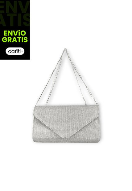 Bolso Clutch Elegante Para Fiesta Plateado Karla Chacon Maite