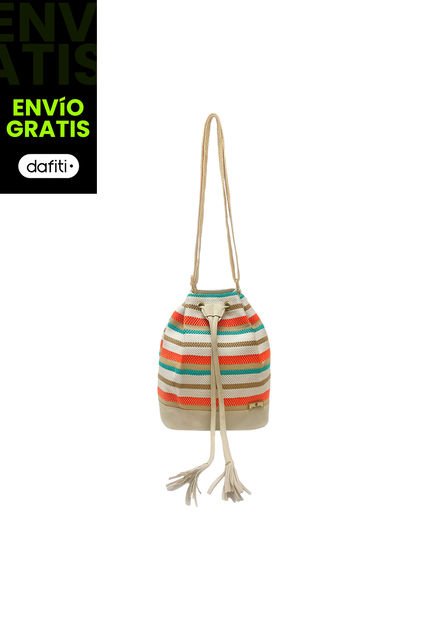 Bolso Manos Libres Bucket Dama Mujer Karla Chacon Aria Beige