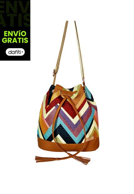 Bolso Manos Libres Bucket Dama Mujer Karla Chacon Aria Miel