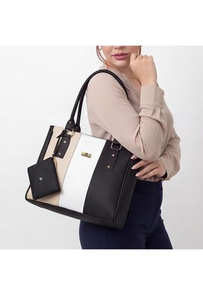 Cartera Mujer Bolso Dama Con Accesorio Karla Chacon Gera Negro