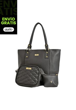 Set De Bolsos Para Mujer Bolso Tote Mila + Bolso Manos Libres Sade + Monedero Karla Chacon Negro