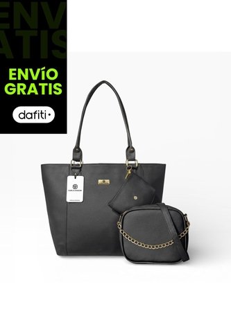 Set De Bolsos Para Mujer Bolso Tote Mila + Bolso Manos Libres Sade + Monedero Karla Chacon Negro KARLA CHACON