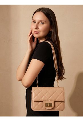 Bolso Manos Libres Elegante Bandolera De Dama Mujer Karla Chacon Sanz Nude
