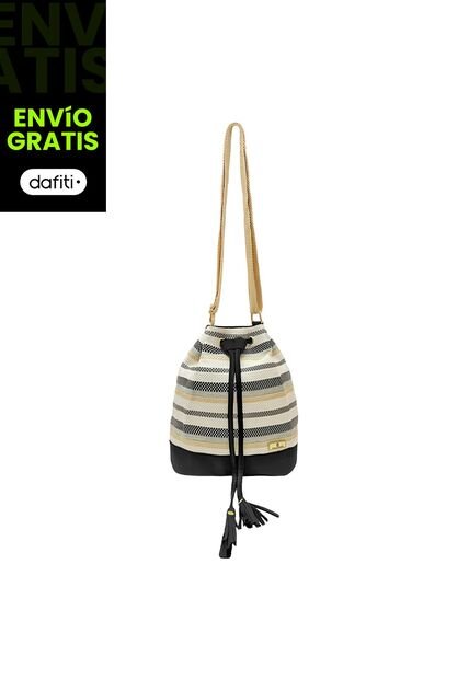 Bolso Manos Libres Bucket Dama Mujer Karla Chacon Aria Negro