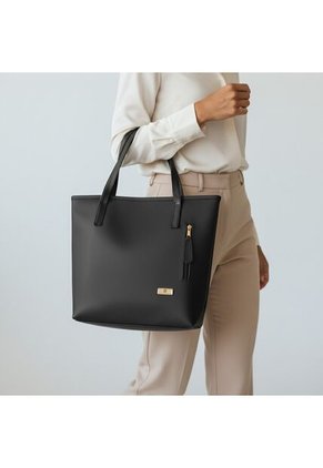 Set De Tres Piezas Bolso Tote Aroa + Bandolera + Monedero Karla Chacon  Negro