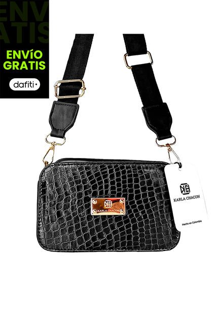 Bolso Manos Libres De Dama Mujer Karla Chacon Evah Negro