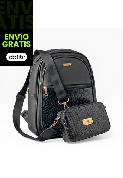 Combo Set Morral Nely + Manos Libres Evah Karla Chacon Negro