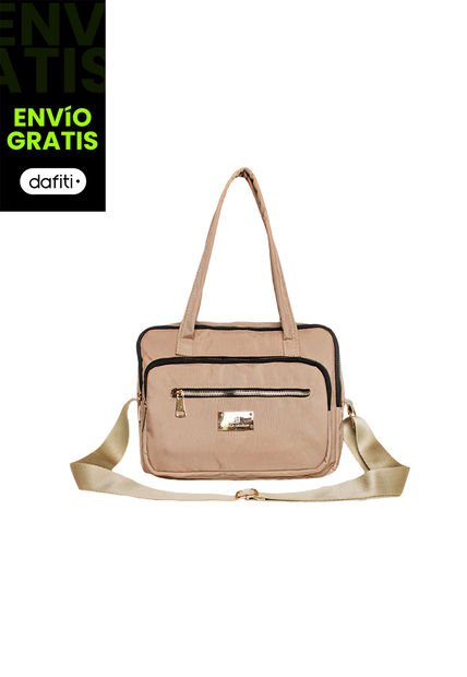 Bolso Dama Mujer Doble Funcion Manos Libres Sele Beige