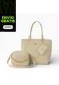 Set De Bolsos Para Mujer Bolso Tote Mila + Bolso Manos Libres Sade + Monedero Karla Chacon Beige de KARLA CHACON