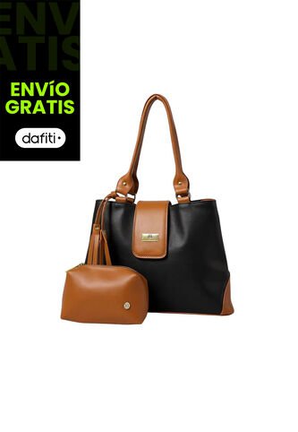 Bolso De Hombro Cartera Dama Con Monedero Luna Negro  KARLA CHACON