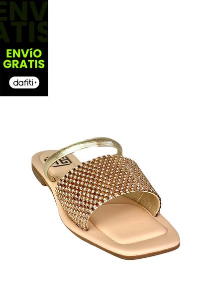 Calzado Zapato Casual Sandalia Plana Dama Karla Chacon Noelia Dorado