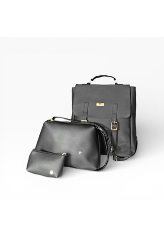 Combo Set Morral Gina + Manos Libres Cuba + Monedero Karla Chacon Negro KARLA CHACON