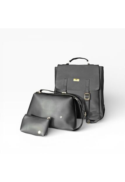 Combo Set Morral Gina + Manos Libres Cuba + Monedero Karla Chacon Negro