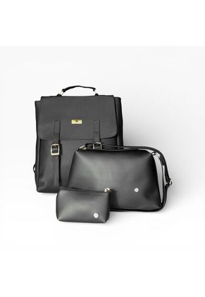 Combo Set Morral Gina + Manos Libres Cuba + Monedero Karla Chacon Negro