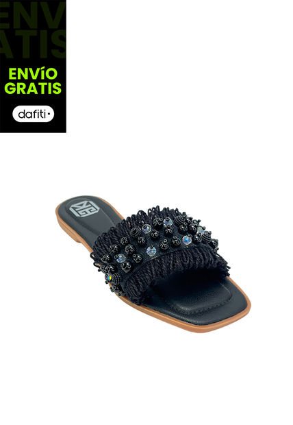 Calzado Zapato Mujer Casual Sandalia Plana Dama Karla Chacon Arlene Negro