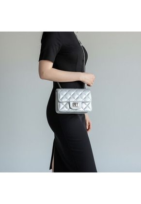 Bolso Manos Libres De Dama Mujer Karla Chacon Sanz Plateado