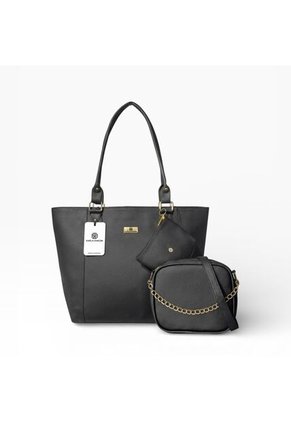 Set De Bolsos Para Mujer Bolso Tote Mila + Bolso Manos Libres Sade + Monedero Karla Chacon Negro