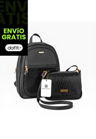 Combo Set Morral Nely + Manos Libres Lara Karla Chacon Negro KARLA CHACON