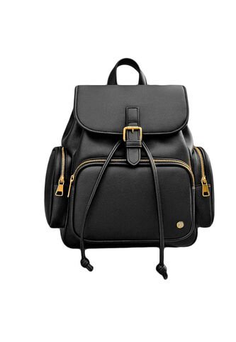 Morral Casual Para Mujer Con Herrajes Dorados Y Múltiples Bolsillos Karla Chacon Abby Negro KARLA CHACON