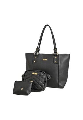 Set De Bolsos Para Mujer Bolso Tote Mila + Bolso Manos Libres Sade + Monedero Karla Chacon Negro