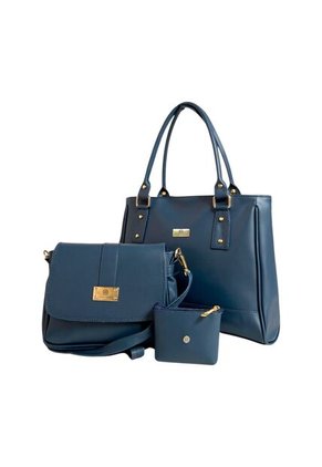 Set De Bolsos Para Mujer Bolso Tote Crez, Bolso Manos Libres Lady, Monedero Karla Chacon Azul