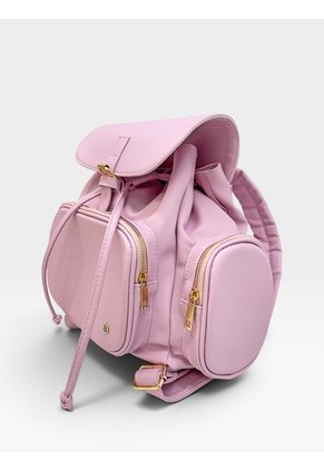 Bolso Maletin Morral Casual Para Mujer Con Herrajes Dorado Karla Chacon Abby Rosa