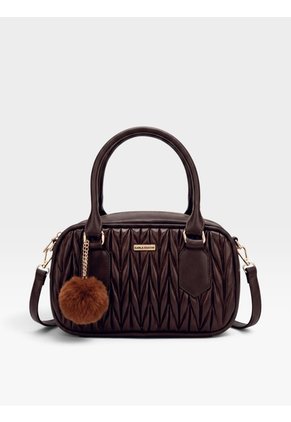 Bolso Boston Tipo Bowling De Mano Con Strap Y Accesorio Karla Chacon