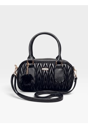 Bolso Boston Tipo Bowling De Mano Con Strap Y Accesorio Karla Chacon