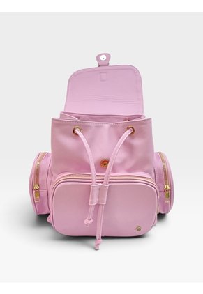 Bolso Maletin Morral Casual Para Mujer Con Herrajes Dorado Karla Chacon Abby Rosa