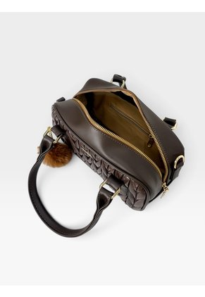 Bolso Boston Tipo Bowling De Mano Con Strap Y Accesorio Karla Chacon