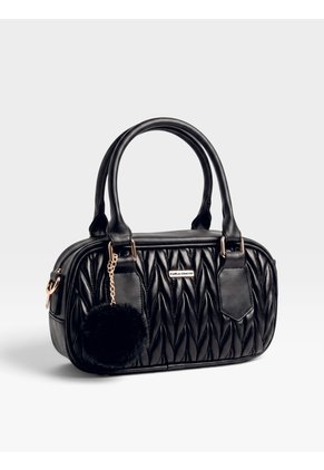 Bolso Boston Tipo Bowling De Mano Con Strap Y Accesorio Karla Chacon