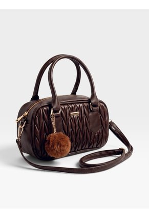 Bolso Boston Tipo Bowling De Mano Con Strap Y Accesorio Karla Chacon