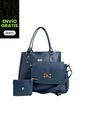 Set De Bolsos Para Mujer Bolso Tote Crez, Bolso Manos Libres Lady, Monedero Karla Chacon Azul de KARLA CHACON