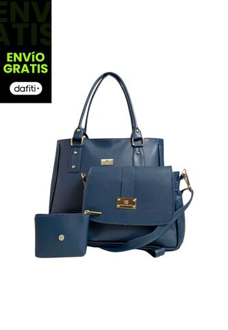 Set De Bolsos Para Mujer Bolso Tote Crez, Bolso Manos Libres Lady, Monedero Karla Chacon Azul KARLA CHACON