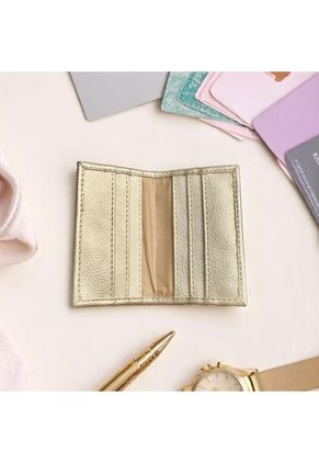 Billetera Delgada Portadocumentos Tarjetero Karla Chacon Aime Dorado
