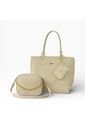 Set De Bolsos Para Mujer Bolso Tote Mila + Bolso Manos Libres Sade + Monedero Karla Chacon Beige de KARLA CHACON